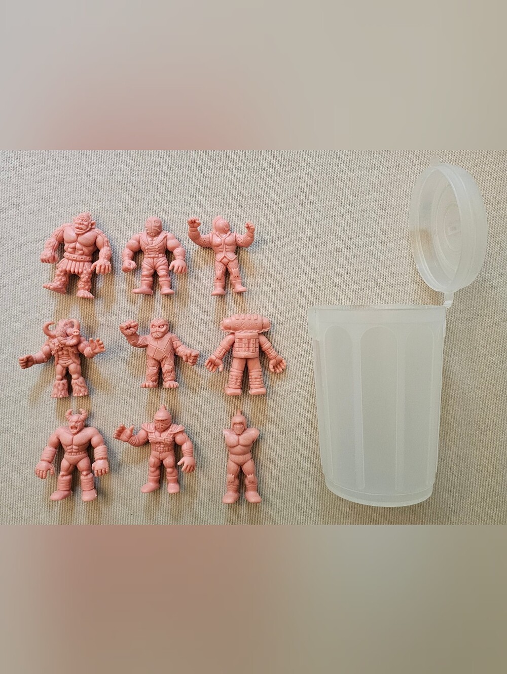 GUC Vintage Mattel M.U.S.C.L.E. Figures Lot of 9 with Original Garbage Can